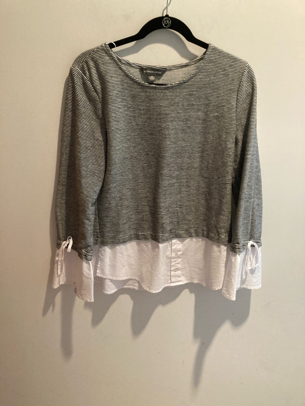 Mixed-Layer Stripe Top with White Hem (Women) medium